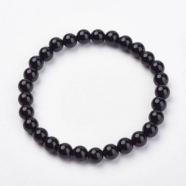 Natural Dyed & Heated Black Agate Stretch Bracelets