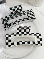 Colorblock Checkerboard Pattern Hair Claws Set, Elegant Hair Accessories for Women & Girls, Minimalist Headwear Suitable for ...