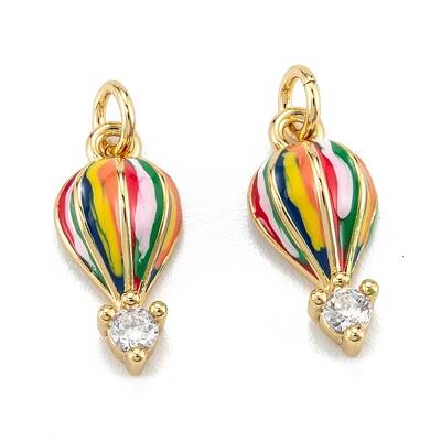Brass Micro Pave Clear Cubic Zirconia Charms