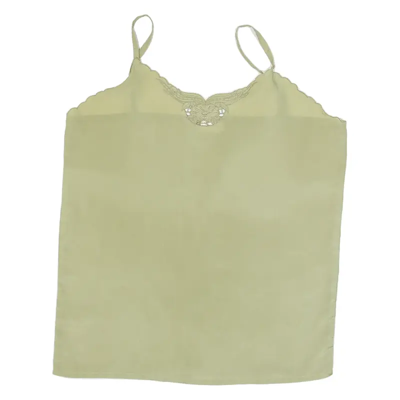 Womens Camisole Top Green V-Neck Sleeveless L