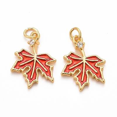 Autumn Theme Brass Cubic Zirconia Charms