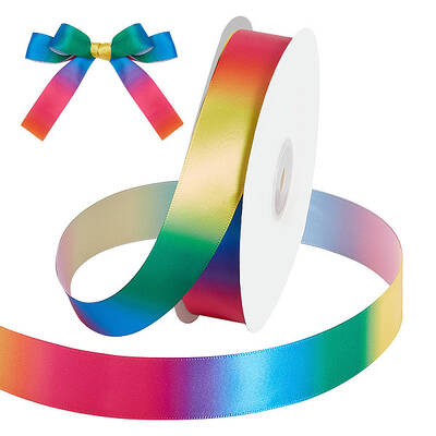 50 Yards Rainbow Color Polyester Grosgrain Ribbons