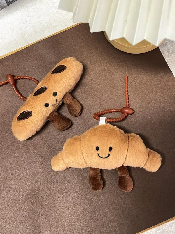 Cute Cartoon Bread Design Bag Charm, Simulation Baguette Croissant Pendant, Soft Animal Decoration Toy, Bag Decoration, Birth...