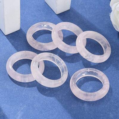 Natural Rose Quartz Plain Band Rings