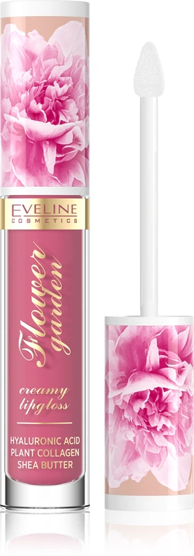 Eveline Cosmetics Flower Garden Cream Lip Gloss With Hyaluronic Acid Color 03 Magnolia Charm 4.5 Ml