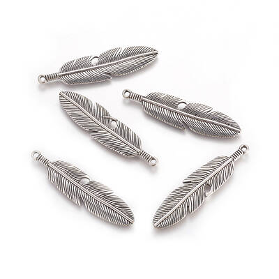 Tibetan Style Alloy Feather Big Pendants