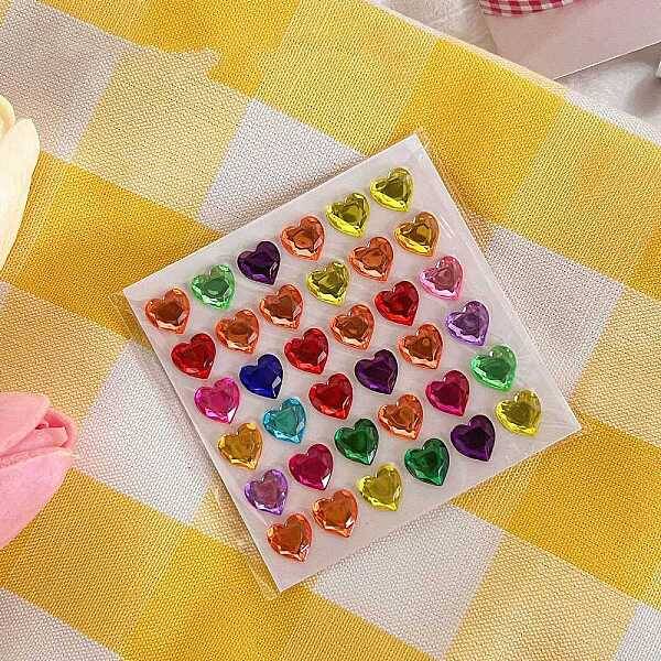 Cartoon 3D Heart PVC Rhinestone Stickers