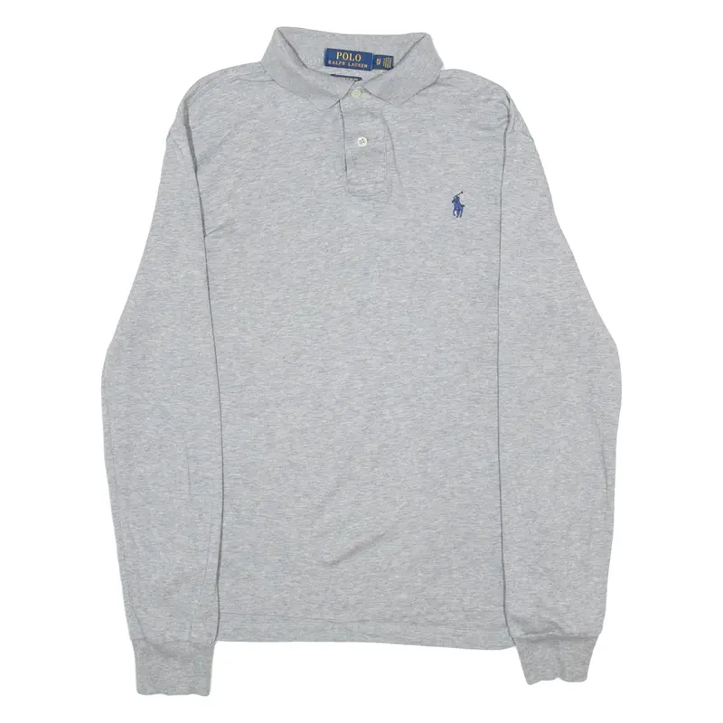 POLO RALPH LAUREN Custom Slim Fit Mens Polo Shirt Grey Long Sleeve XS