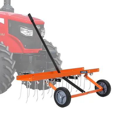 Garvee Tow Behind Lawn Rake 40-Inch Dethatcher with 20 Steel Tines Heavy-Duty Steel Frame Adjustable Weight Tray for ATV Mowe...