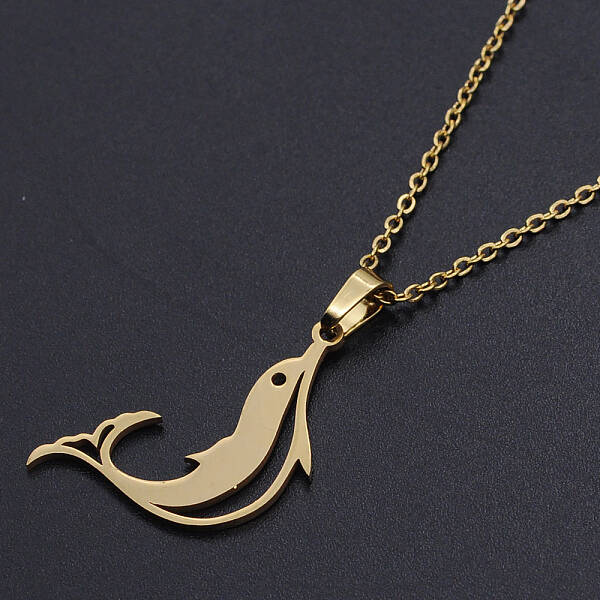 201 Stainless Steel Dolphin Pendants Necklaces