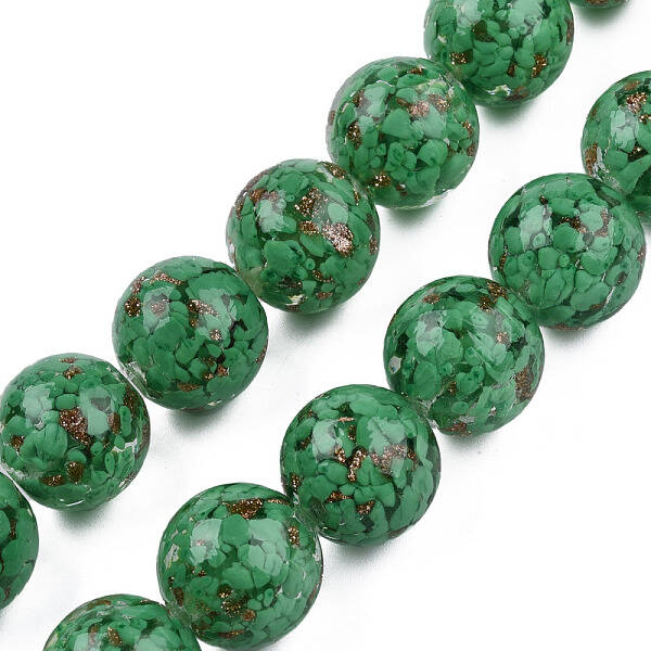Handmade Gold Sand Lampwork Beads