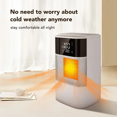 Christmas Portable 1500W PTC Heater, Fast Heating, Thermostat, Timer, Oscillation, Overheat Protection, LED Flame for Home/Of...