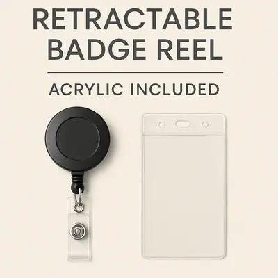 1 Retractable Badge Reel - Beads and Acrylic Included