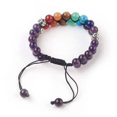 Chakra Natural Amethyst Braided Bead Bracelets