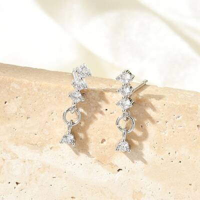 Brass Micro Pave Clear Cubic Zirconia Stud Earrings