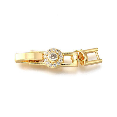 Brass Micro Pave Clear Cubic Zirconia Fold Over Clasps