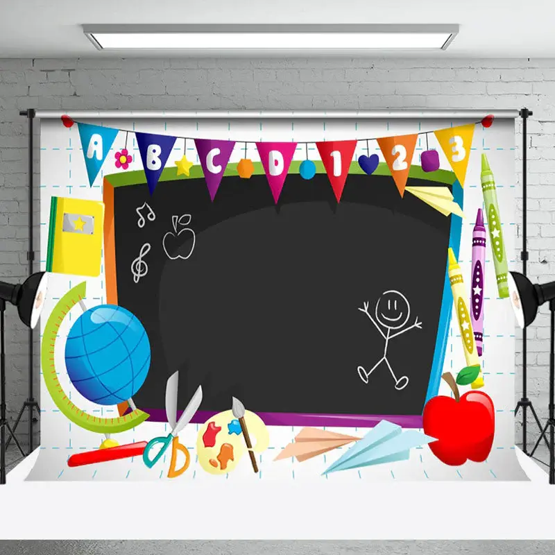 Blackboard Colorful Pencil Back To School Backdrop - Aperturee
