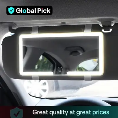 Car Sun Visor Makeup Mirror, LED Touch Screen Adjustable Brightness Auto Interior Makeup HD Mirror, Rechargeable Vanity Mirro...