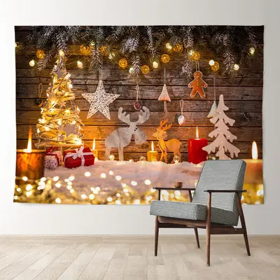 Aperturee Sweet Candle Glitter Lights Christmas Backdrop