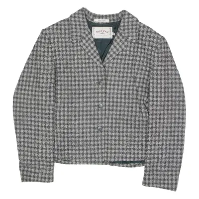 PART TWO Womens Blazer Jacket Grey Knit Wool 90s Houndstooth UK 14