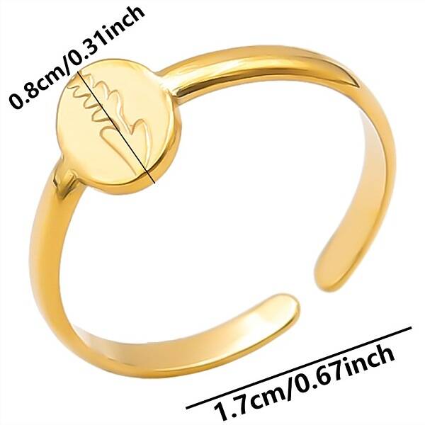 Minimalist Oval with Flower 304 Stainless Steel Wide Band Cuff Open Rings for Women