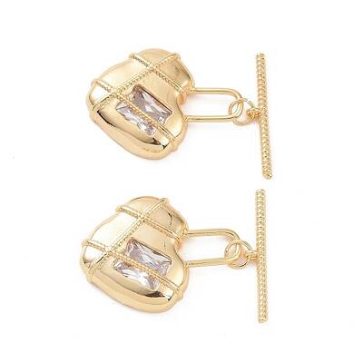 Brass Pave Clear Cubic Zirconia Toggle Clasps