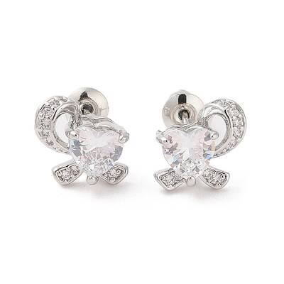 Rack Plating Brass Micro Pave Cubic Zirconia Stud Earrings