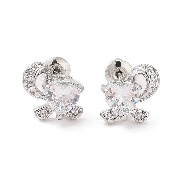 Rack Plating Brass Micro Pave Cubic Zirconia Stud Earrings