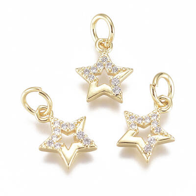 Brass Micro Pave Cubic Zirconia Charms