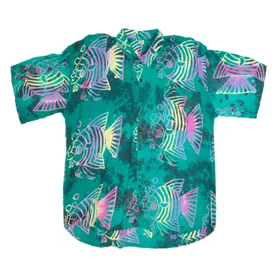 ANDY'S COLLECTION Womens Printed Shirt Green Collared Crazy Pattern XL