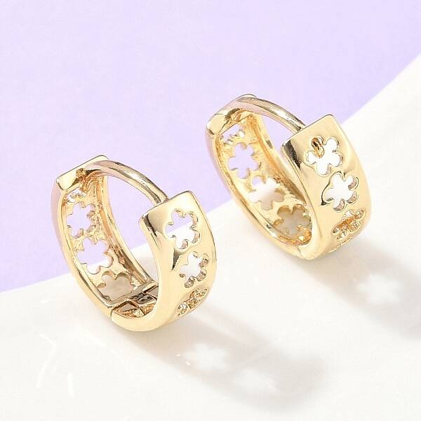 Hollow Flower Brass Hoop Earrings