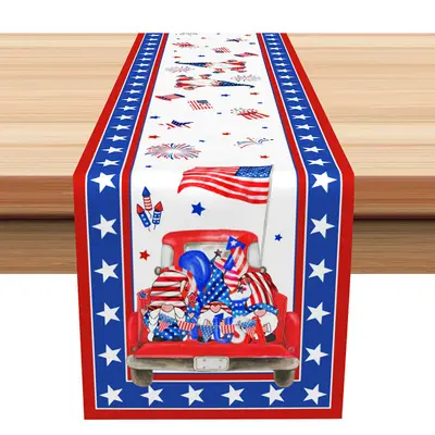 USA Flag Sparkle Dwarf Independence Day Table Runner - Aperturee