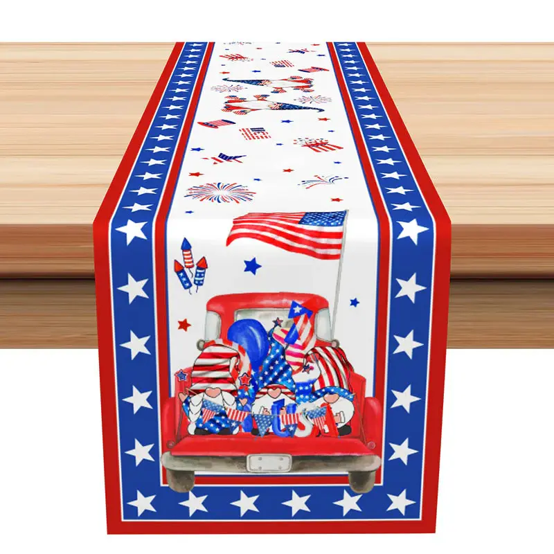 USA Flag Sparkle Dwarf Independence Day Table Runner - Aperturee