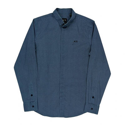 Armani Exchange Slim Shirt - Small Blue Cotton Blend