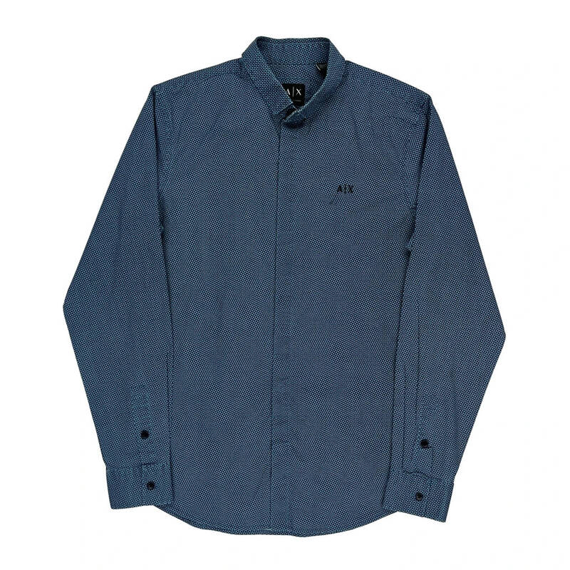 Armani Exchange Slim Shirt - Small Blue Cotton Blend