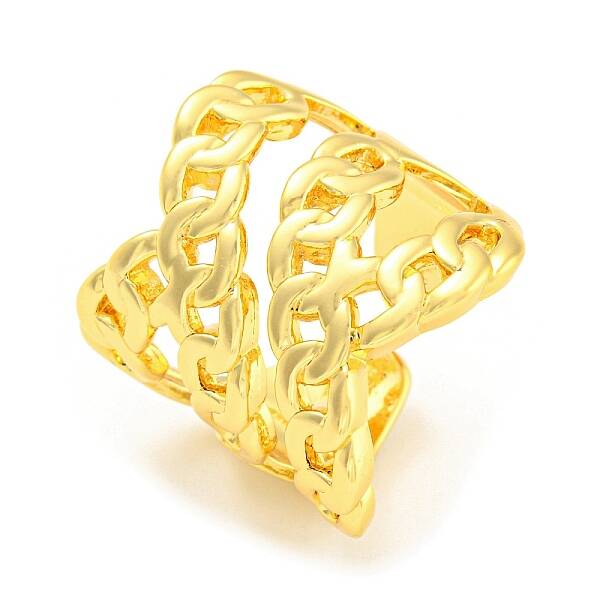 Rack Plating Brass Curb Chains Open Cuff Rings