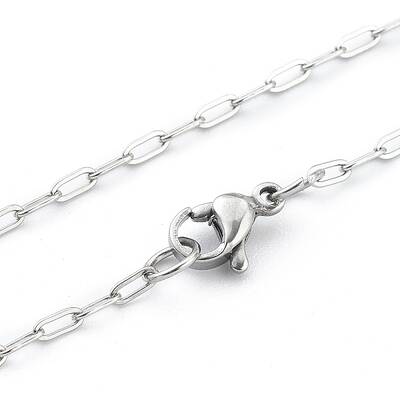 Non-Tarnish 304 Stainless Steel Paperclip Chain Necklace with Lobster Claw Clasps for Men Women