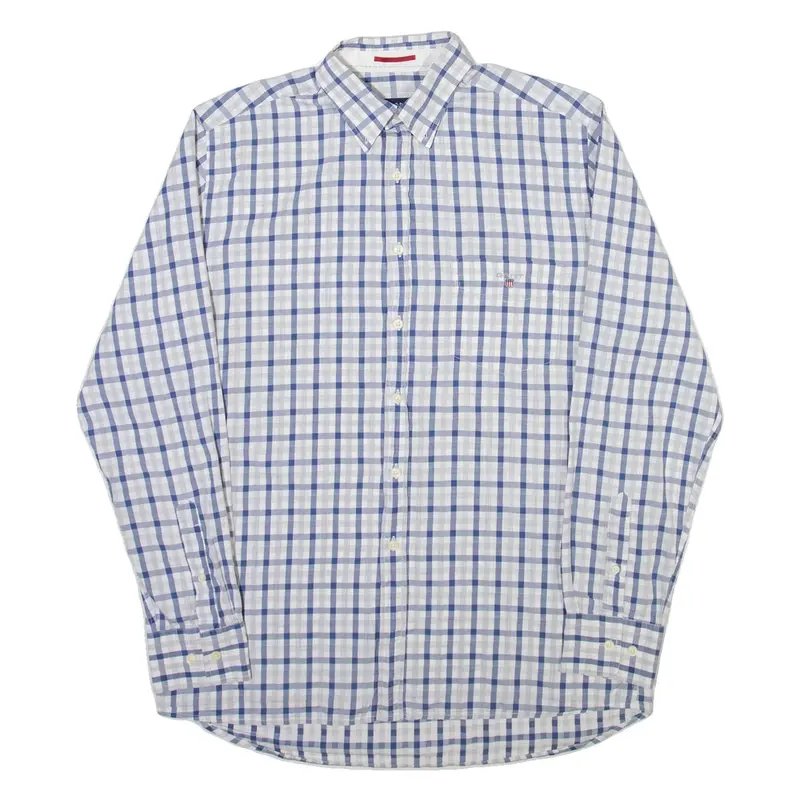 GANT Mens Shirt White Check Long Sleeve M