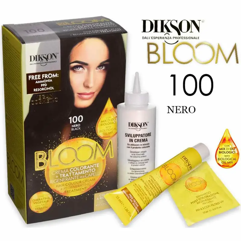 Dikson Bloom Coloring Cream With Keratin 100 Black
