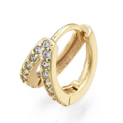 Clear Cubic Zirconia Double Line Hoop Earrings