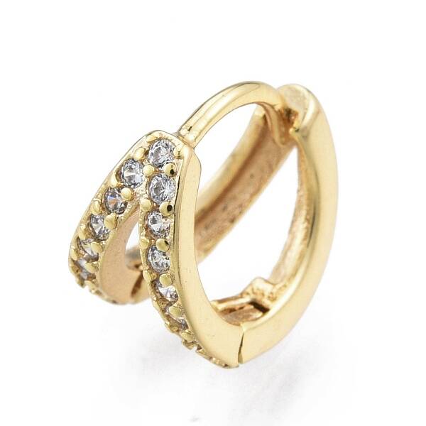 Clear Cubic Zirconia Double Line Hoop Earrings