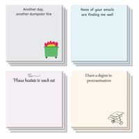 Funny Office Sticky Note, 4 Counts 3x3 Inch 50 Sheets Funny Letter Note Pad, Adhesive Funny Sticky Note for School Office Hom...