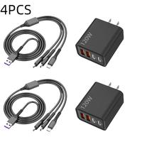USB-C Charger Block with Dual PD & Dual Type-C Ports High-Speed 4-Port Fast Charging Wall Adapter for iPhone, Samsung, MacBoo...
