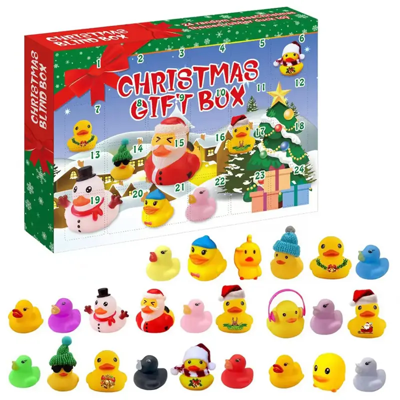 Christmas Countdown Blind Box, 1 Box Random Cute 24 Grid Duck Christmas Gift Box, Party Favors for Christmas, Party Gifts for...