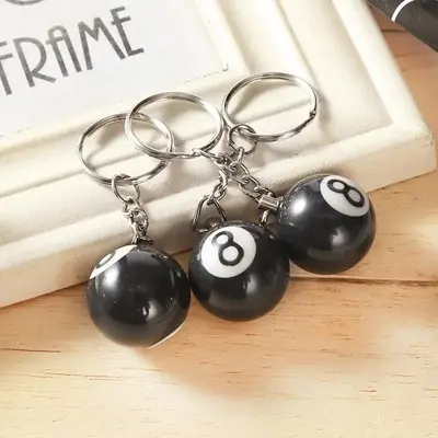 Creative Pool Ball Key Chain for Summer Gift, 1 Count Billiard Ball Eight Keychain Pendant, Outdoor Accessories Supplies, Bes...