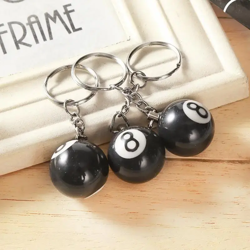 Creative Pool Ball Key Chain for Summer Gift, 1 Count Billiard Ball Eight Keychain Pendant, Outdoor Accessories Supplies, Bes...