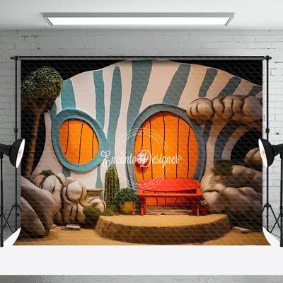 Green Plant Bench House Birthday Cake Smash Backdrop - Aperturee