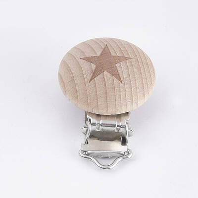 Beech Wood Baby Pacifier Holder Clips