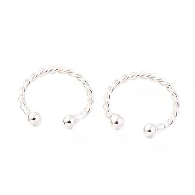 Rhodium Plated 925 Sterling Silver Cuff Earrings
