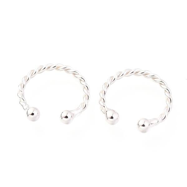 Rhodium Plated 925 Sterling Silver Cuff Earrings